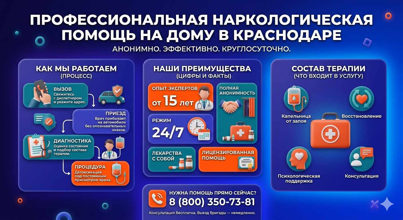 Инфографика о принципах лечения алкоголизма на дому в Приволжске: этапы вызова нарколога, преимущества анонимной детоксикации и состав медицинской помощи.